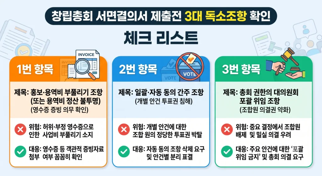 창립총회 3대 독소조항 점검