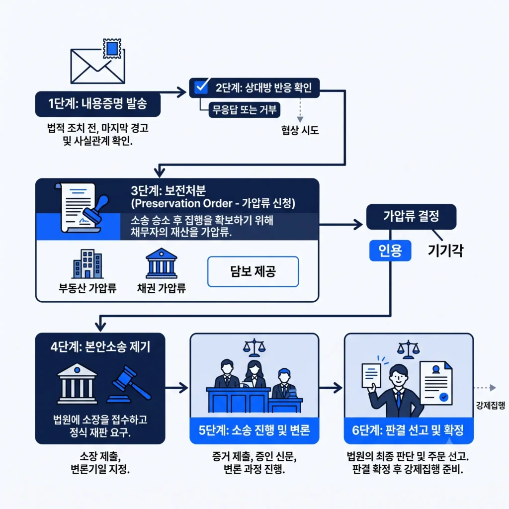 지주택 부당이득 반환 및 신탁사 가압류 집행 흐름도