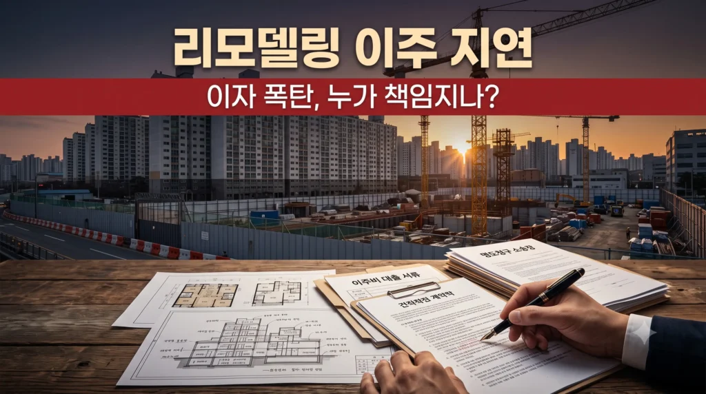 리모델링 착공 지연 시 발생하는 사업비 금융비용 증가와 시공사 이주비 이자 대납 정산 구조 분석